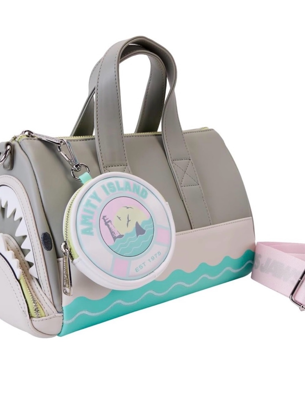 Loungefly Pastel Mint & Pink Amity Island crossbody bag with matching wallet